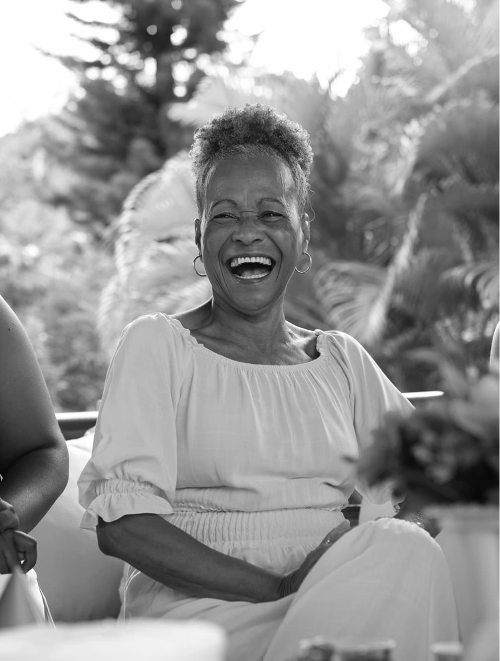 Elderly woman laughing