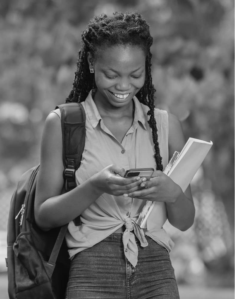 Female student using phone