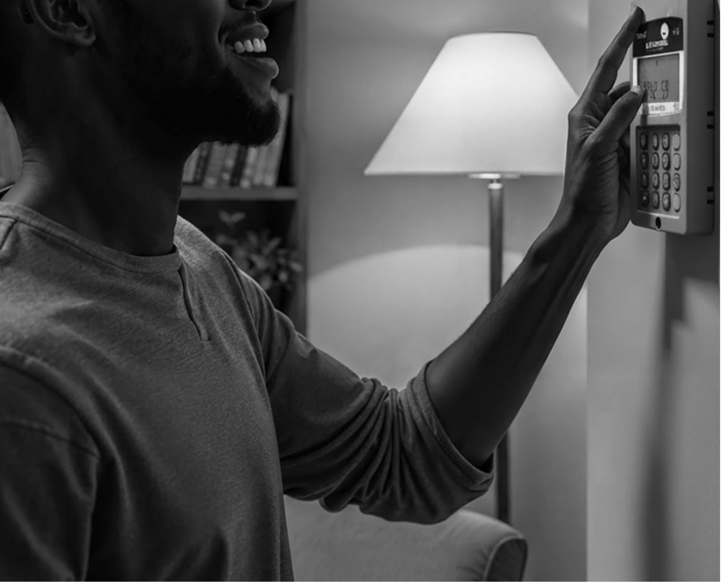 Man interacting with power meter