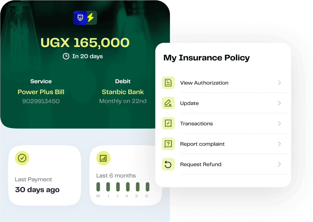 Rexial AutoPay direct debit settings screen on mobile phone