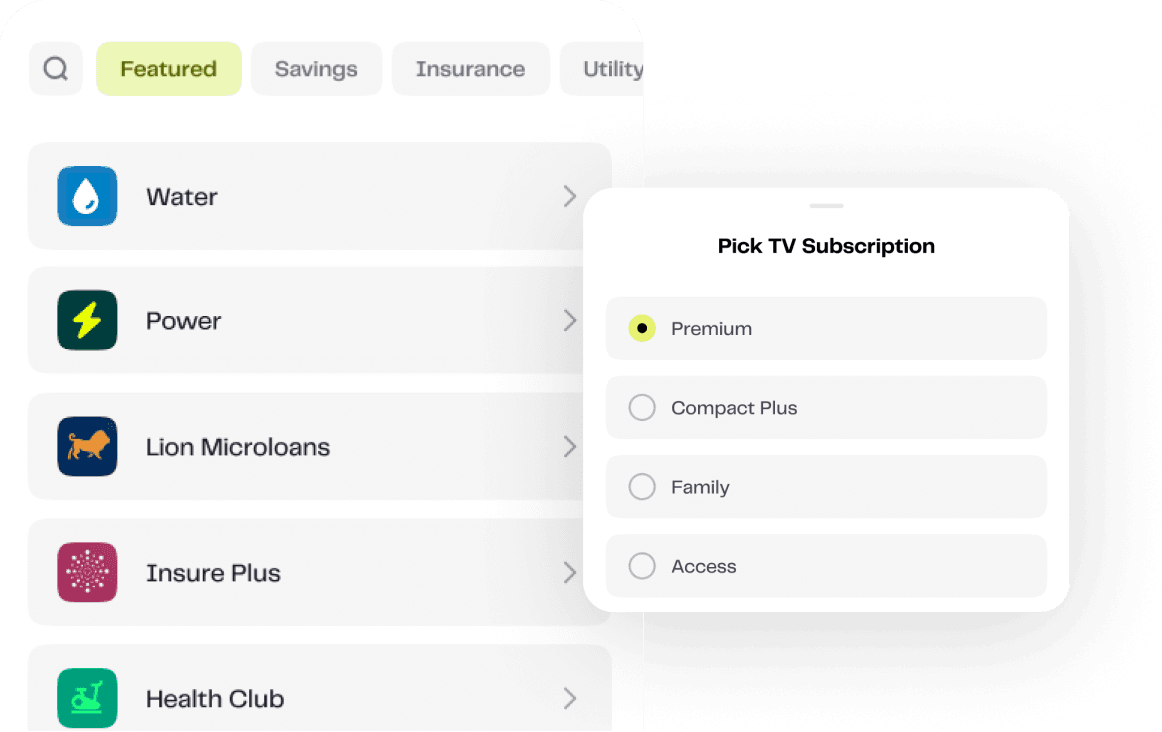 Rexial AutoPay service providers screen on mobile phone